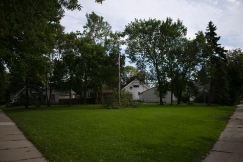 Triangle Park, a green-space at the five-way intersection of Woodburn St., Kenmore Pl. and Olive St. Its future is being decided by the Parks Commission.