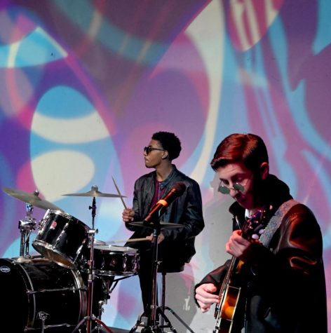 Cameron Spann (left) and Jordan Biller (right) preform at this year's AFS Showcase. The event promotes the Shorewood AFS chapter.