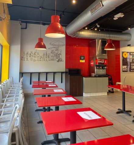 The interior of Halal Guys on Oakland. They serve American halal food.
