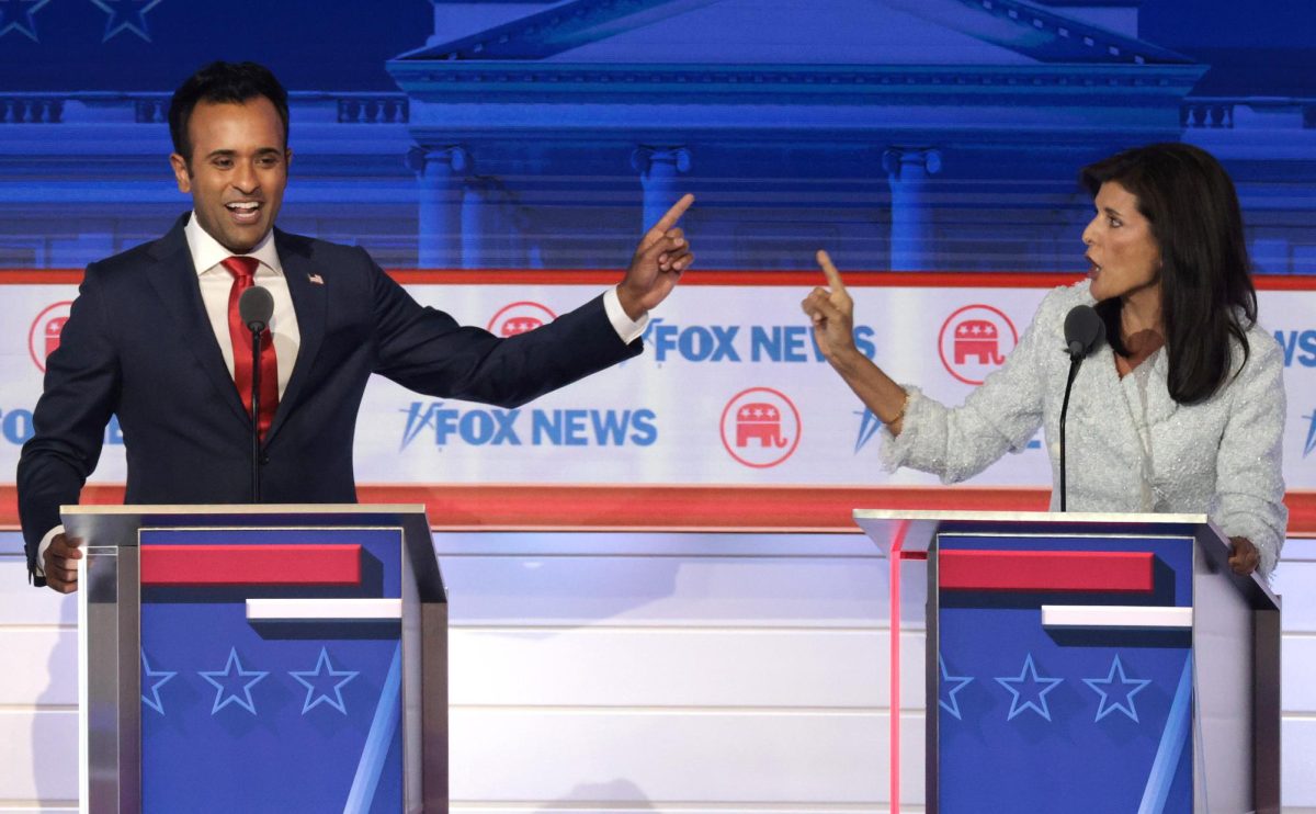 The Republican presidential race intensifies as candidates Ramaswamy (left)
and Haley (right) square off.
